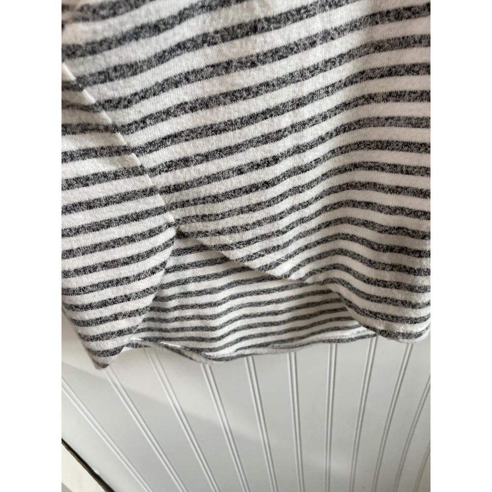 Lucky Brand Womens Striped Hooded Pullover V-Neck Lightweight Sweater Grey Large - Picture 5 of 10